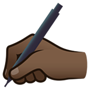 ✍🏿 Emoji schreibende Hand: dunkle Hautfarbe JoyPixels 7.0.