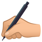 ✍🏼 Emoji Escrevendo à Mão: Pele Morena Clara na JoyPixels 7.0.