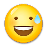 😅 Emoji Cara Sonriendo Con Sudor Frío en LG G3.