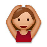 🙆🏽 Emoji Person mit Händen auf dem Kopf: mittlere Hautfarbe LG G5.