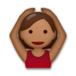 🙆🏾 Emoji Person mit Händen auf dem Kopf: mitteldunkle Hautfarbe LG G5.