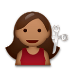 💇🏾 Emoji Pessoa Cortando O Cabelo: Pele Morena Escura na LG G5.