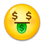 Emoji 🤑 Faccina Avida Di Denaro su LG G5.