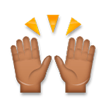 🙌🏾 Emoji Mãos Para Cima: Pele Morena Escura na LG G5.