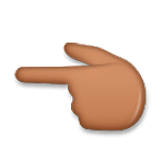 👈🏾 Emoji Dorso Da Mão Com Dedo Indicador Apontando Para A Esquerda: Pele Morena Escura na LG G5.