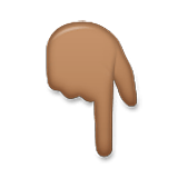 👇🏾 Emoji Dorso Da Mão Com Dedo Indicador Apontando Para Baixo: Pele Morena Escura na LG Velvet.