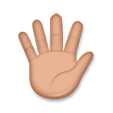 Hand mit gespreizten Fingern: mittlere Hautfarbe LG Velvet.