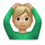 🙆🏼‍♂️ Emoji Mann mit Händen auf dem Kopf: mittelhelle Hautfarbe LG Velvet.