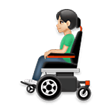 Mann in elektrischem Rollstuhl: helle Hautfarbe LG Velvet.