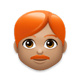 👨🏽‍🦰 Emoji Hombre: Tono De Piel Medio Y Pelo Pelirrojo en LG Velvet.