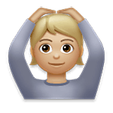 🙆🏼 Emoji Person mit Händen auf dem Kopf: mittelhelle Hautfarbe LG Velvet.