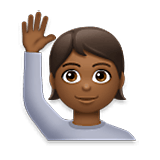 🙋🏾 Emoji Pessoa Levantando A Mão: Pele Morena Escura na LG Velvet.