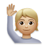 🙋🏼 Emoji Persona Con La Mano Levantada: Tono De Piel Claro Medio en LG Velvet.