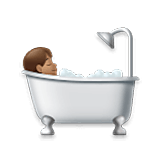 🛀🏽 Emoji Pessoa Tomando Banho: Pele Morena na LG Velvet.