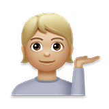 💁🏼 Emoji Persona De Mostrador De Información: Tono De Piel Claro Medio en LG Velvet.