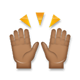 🙌🏾 Emoji Mãos Para Cima: Pele Morena Escura na LG Velvet.