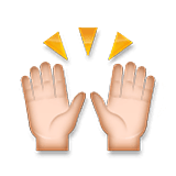 🙌🏼 Emoji Manos Levantadas Celebrando: Tono De Piel Claro Medio en LG Velvet.
