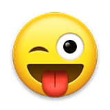 Emoji 😜 Faccina Che Fa L’occhiolino E Mostra La Lingua su LG Velvet.