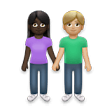 Emoji 👩🏿‍🤝‍👨🏼 Uomo E Donna Che Si Tengono Per Mano: Carnagione Scura E Carnagione Abbastanza Chiara su LG Velvet.