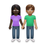 👩🏿‍🤝‍👨🏽 Emoji Mann und Frau halten Hände: dunkle Hautfarbe, mittlere Hautfarbe LG Velvet.
