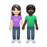 Mann und Frau halten Hände: helle Hautfarbe, dunkle Hautfarbe LG Velvet.