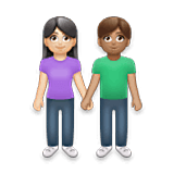 Emoji 👩🏻‍🤝‍👨🏽 Uomo E Donna Che Si Tengono Per Mano: Carnagione Chiara E Carnagione Olivastra su LG Velvet.