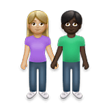 Emoji 👩🏼‍🤝‍👨🏿 Uomo E Donna Che Si Tengono Per Mano: Carnagione Abbastanza Chiara E Carnagione Scura su LG Velvet.