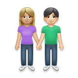 👩🏼‍🤝‍👨🏻 Emoji Mann und Frau halten Hände: mittelhelle Hautfarbe, helle Hautfarbe LG Velvet.