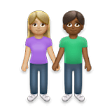 Emoji 👩🏼‍🤝‍👨🏾 Uomo E Donna Che Si Tengono Per Mano: Carnagione Abbastanza Chiara E Carnagione Abbastanza Scura su LG Velvet.