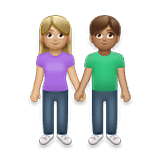 Emoji 👩🏼‍🤝‍👨🏽 Uomo E Donna Che Si Tengono Per Mano: Carnagione Abbastanza Chiara E Carnagione Olivastra su LG Velvet.