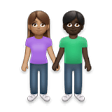Emoji 👩🏽‍🤝‍👨🏿 Uomo E Donna Che Si Tengono Per Mano: Carnagione Olivastra E Carnagione Scura su LG Velvet.