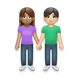 Mann und Frau halten Hände: mittlere Hautfarbe, helle Hautfarbe LG Velvet.