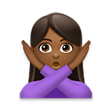 🙅🏾‍♀️ Emoji Mujer Haciendo El Gesto De «no»: Tono De Piel Oscuro Medio en LG Velvet.
