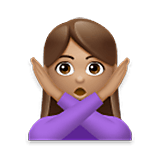 🙅🏽‍♀️ Emoji Mujer Haciendo El Gesto De «no»: Tono De Piel Medio en LG Velvet.
