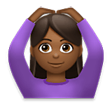 🙆🏾‍♀️ Emoji Frau mit Händen auf dem Kopf: mitteldunkle Hautfarbe LG Velvet.