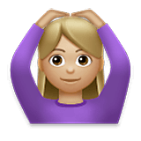 🙆🏼‍♀️ Emoji Frau mit Händen auf dem Kopf: mittelhelle Hautfarbe LG Velvet.