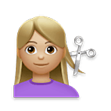 💇🏼‍♀️ Emoji Mujer Cortándose El Pelo: Tono De Piel Claro Medio en LG Velvet.