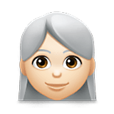 👩🏻‍🦳 Emoji Mujer: Tono De Piel Claro Y Pelo Blanco en LG Velvet.