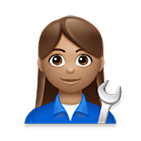 Emoji 👩🏽‍🔧 Meccanico Donna: Carnagione Olivastra su LG Velvet.