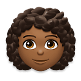 👩🏾‍🦱 Emoji Mujer: Tono De Piel Oscuro Medio Y Pelo Rizado en LG Velvet.