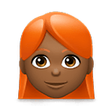 👩🏾‍🦰 Emoji Mujer: Tono De Piel Oscuro Medio Y Pelo Pelirrojo en LG Velvet.