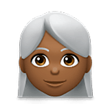 👩🏾‍🦳 Emoji Mujer: Tono De Piel Oscuro Medio Y Pelo Blanco en LG Velvet.
