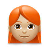 👩🏼‍🦰 Emoji Mujer: Tono De Piel Claro Medio Y Pelo Pelirrojo en LG Velvet.