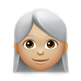 👩🏼‍🦳 Emoji Mujer: Tono De Piel Claro Medio Y Pelo Blanco en LG Velvet.