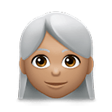 👩🏽‍🦳 Emoji Mujer: Tono De Piel Medio Y Pelo Blanco en LG Velvet.