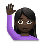 🙋🏿‍♀️ Emoji Mujer Con La Mano Levantada: Tono De Piel Oscuro en LG Velvet.