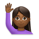 🙋🏾‍♀️ Emoji Mujer Con La Mano Levantada: Tono De Piel Oscuro Medio en LG Velvet.