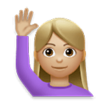 🙋🏼‍♀️ Emoji Mulher Levantando A Mão: Pele Morena Clara na LG Velvet.