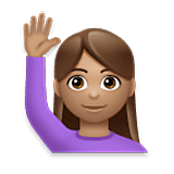 🙋🏽‍♀️ Emoji Mujer Con La Mano Levantada: Tono De Piel Medio en LG Velvet.