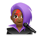 👩🏾‍🎤 Emoji Cantante Mujer: Tono De Piel Oscuro Medio en LG Velvet.